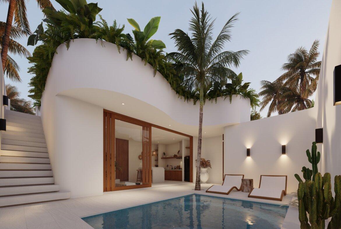 Štýlová 1-spálňová tropická vila s obývačkou na streche