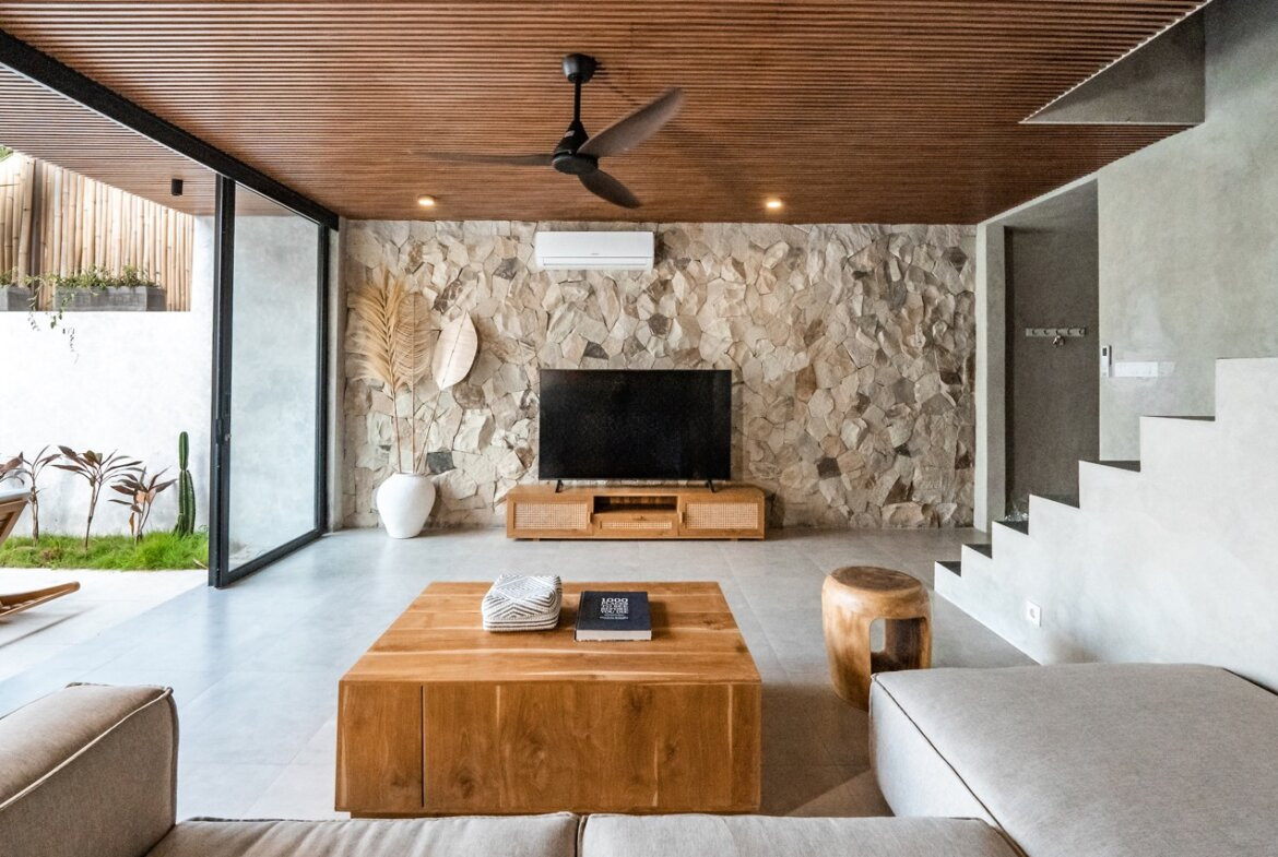 Tropická trojspálňová vila s výhľadom na ryžové polia v Ubud