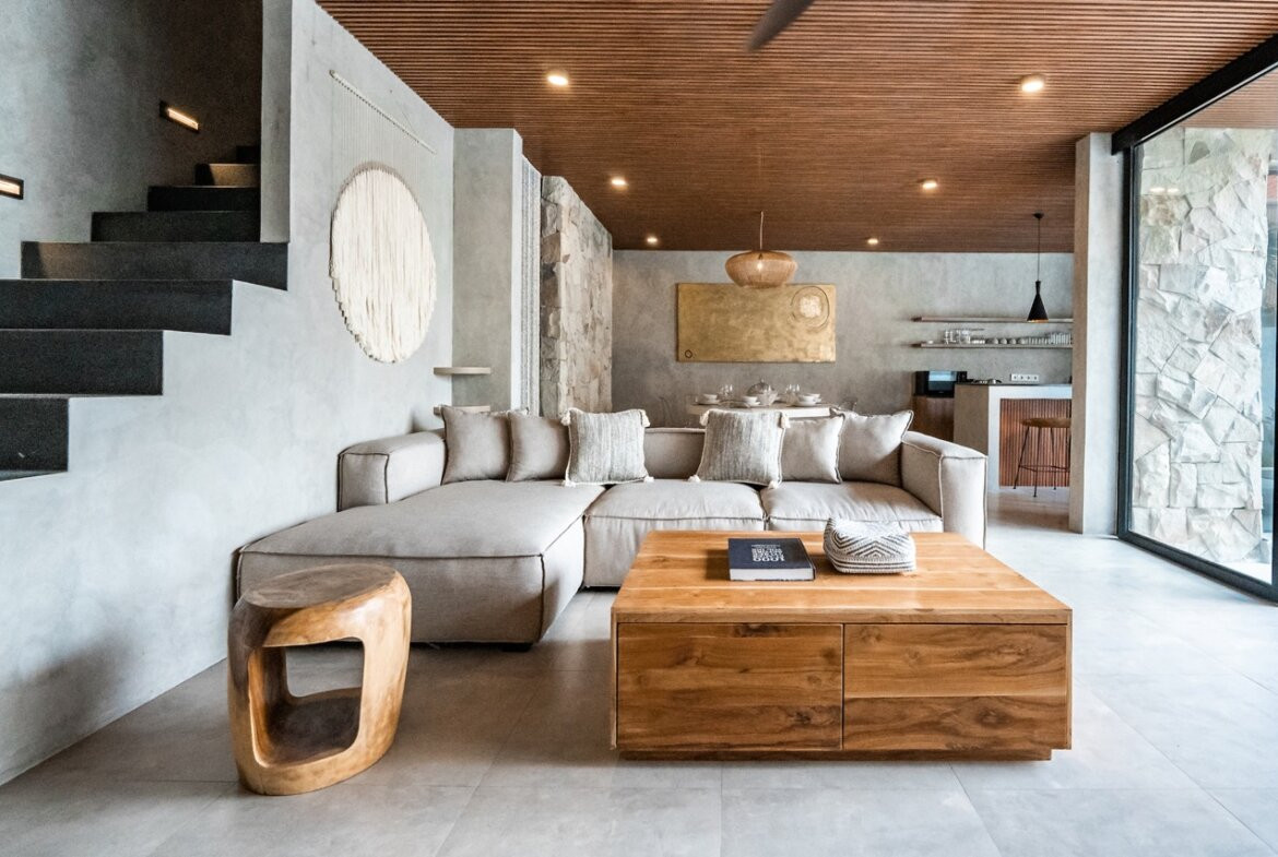 Tropická trojspálňová vila s výhľadom na ryžové polia v Ubud