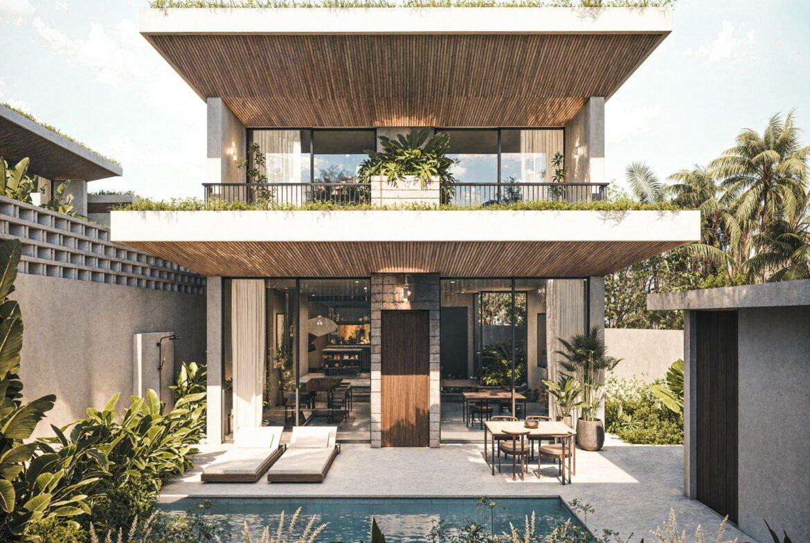 2-spálňová vila v odvážnom brutalistickom štýle v Bingin