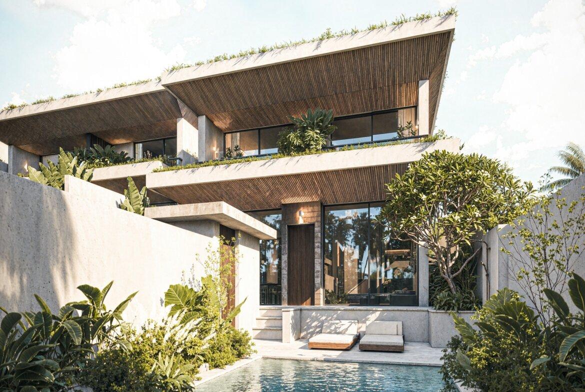 2-spálňová vila v odvážnom brutalistickom štýle v Bingin