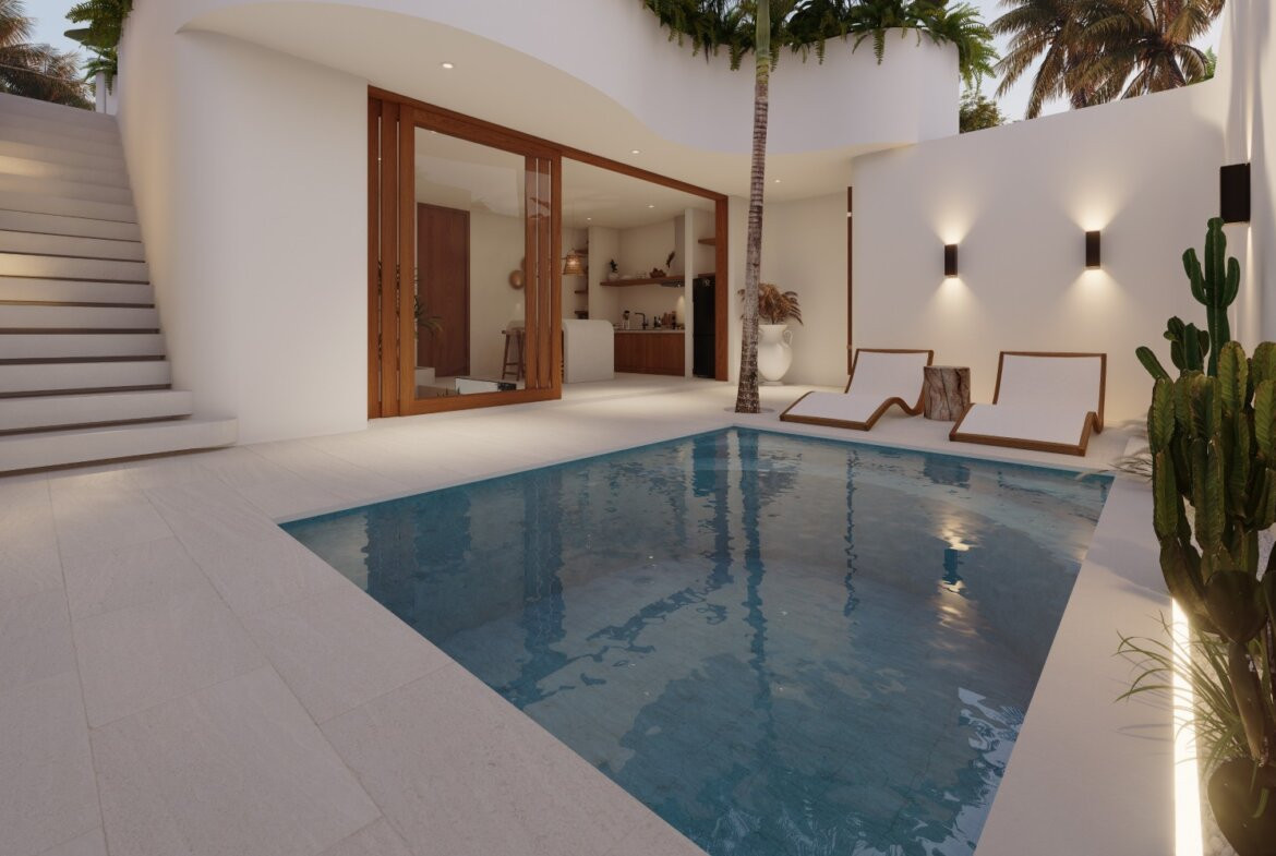 Moderná tropická vila s 1 spálňou a strechou v Uluwatu