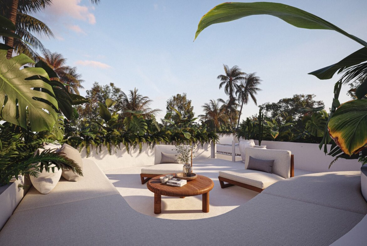 Moderná tropická vila s 1 spálňou a strechou v Uluwatu