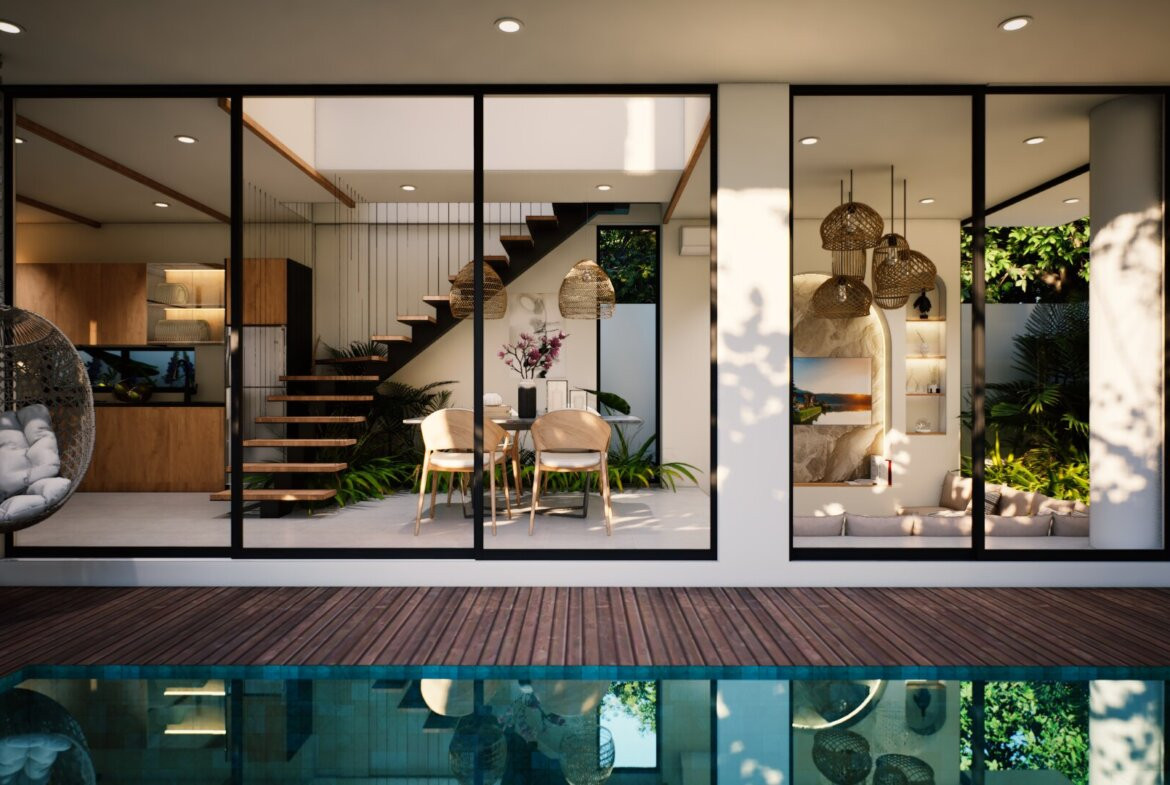 Tropické 2-izbové vily v Berawe blízko pláže