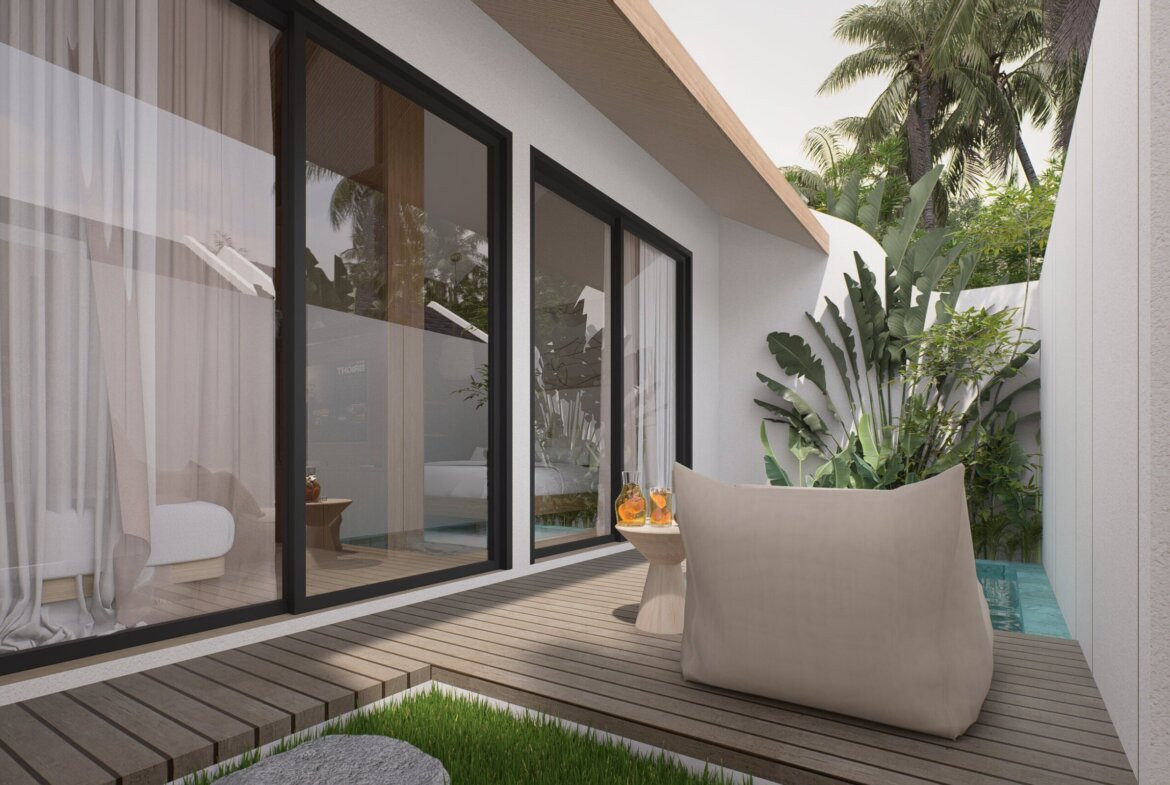 Moderná jednospaľňová vila pri pláži v Canggu