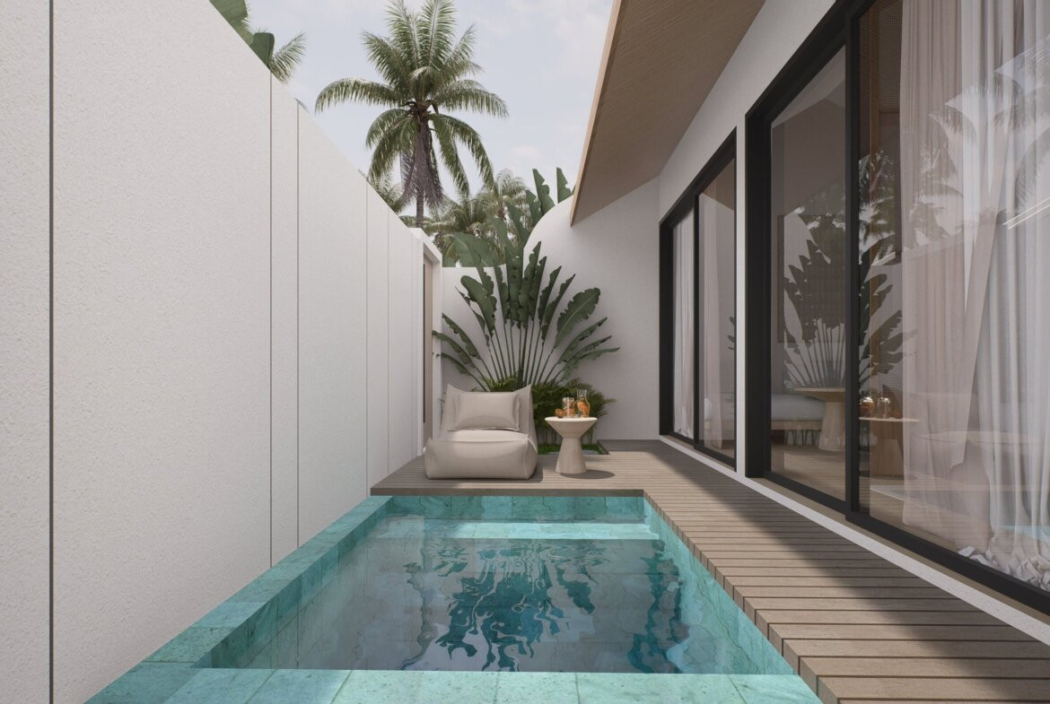 Moderná jednospaľňová vila pri pláži v Canggu