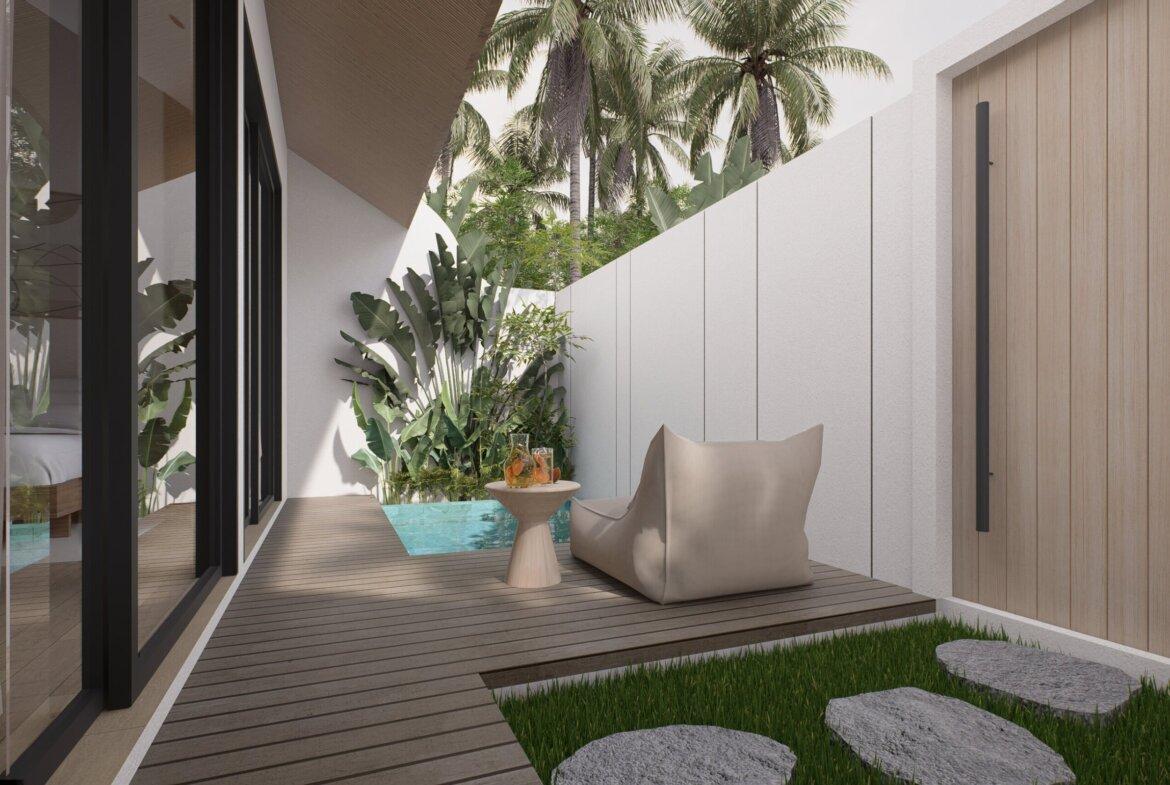 Moderná jednospaľňová vila pri pláži v Canggu