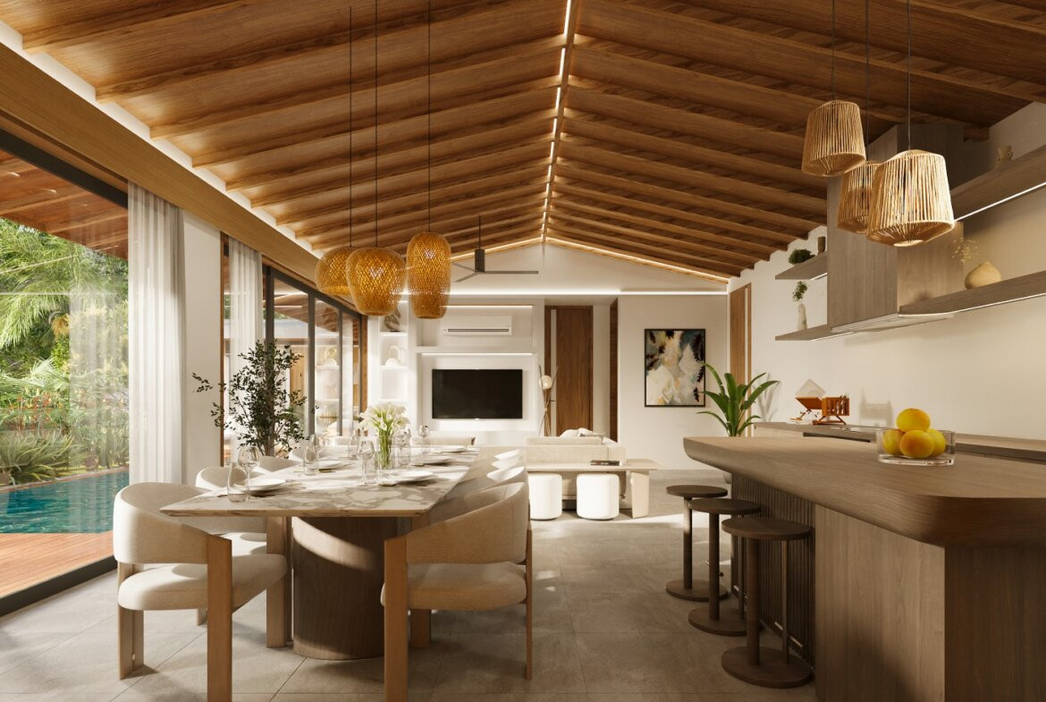 Moderná štvorizbová vila v pokojnej časti Buduk pri Canggu