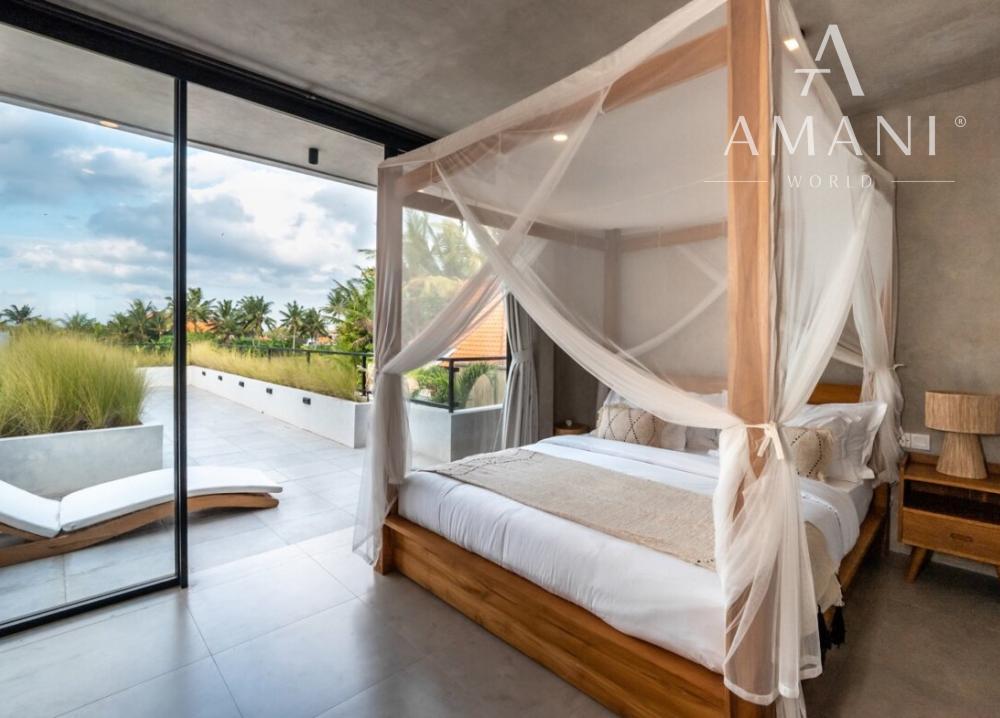 Tropická trojspálňová vila s výhľadom na ryžové polia v Ubud