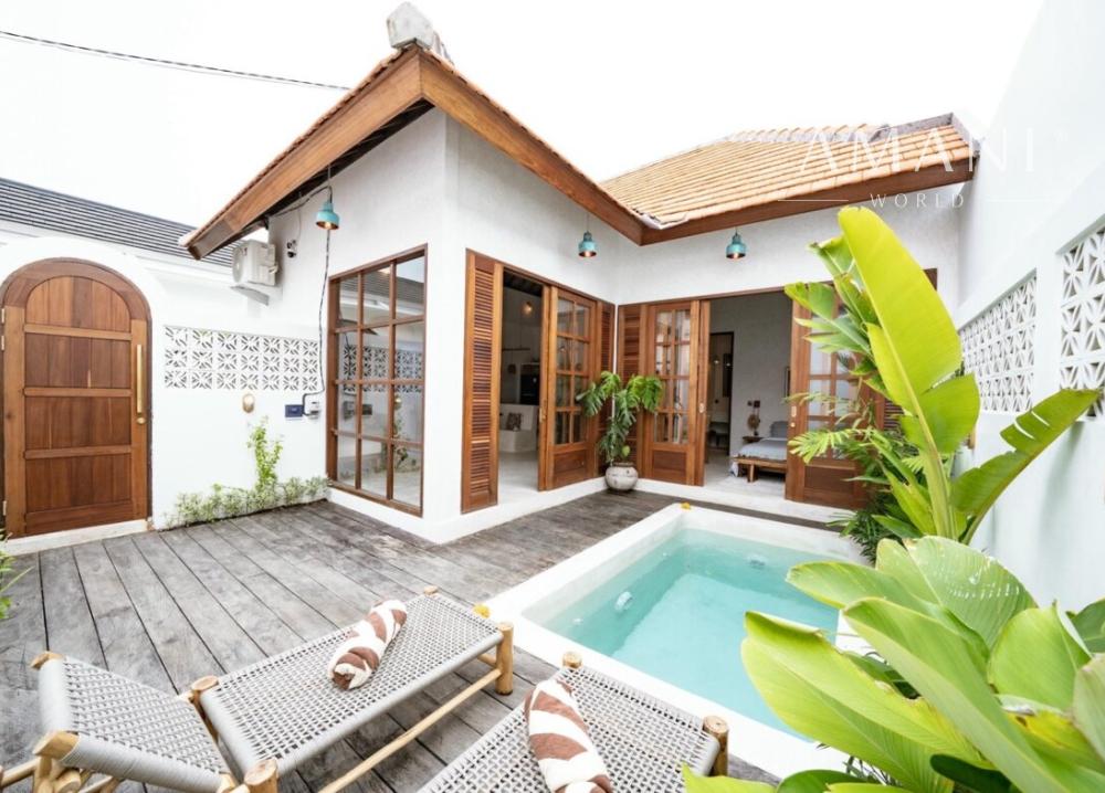 Útulná minimalistická 1-izbová vila na pláži v Kedungu