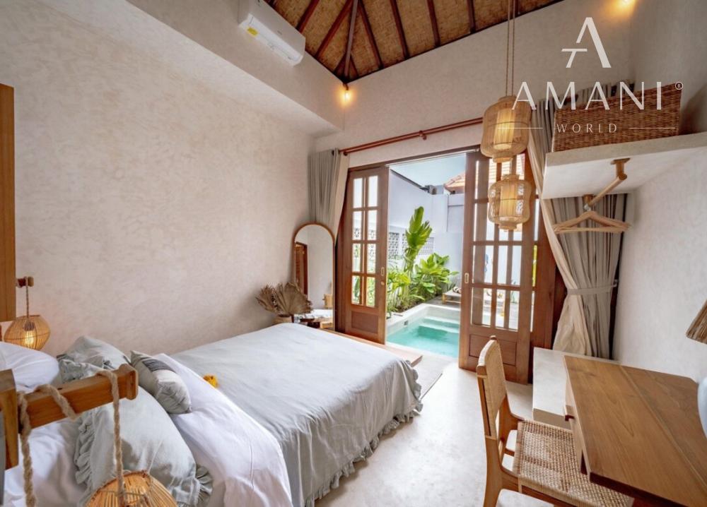 Útulná minimalistická 1-izbová vila na pláži v Kedungu