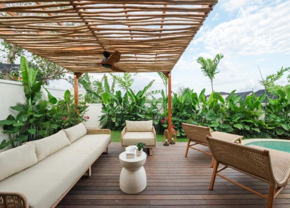 Pokojná moderná dvojspálňová vila so záhradou v Buduk