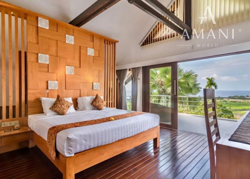 Plážová vila na útese s výhľadom na oceán v severnom Bali