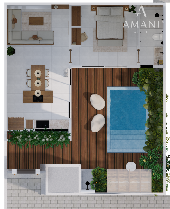 Moderná 1-izbová vila v štýle tropického minimalizmu