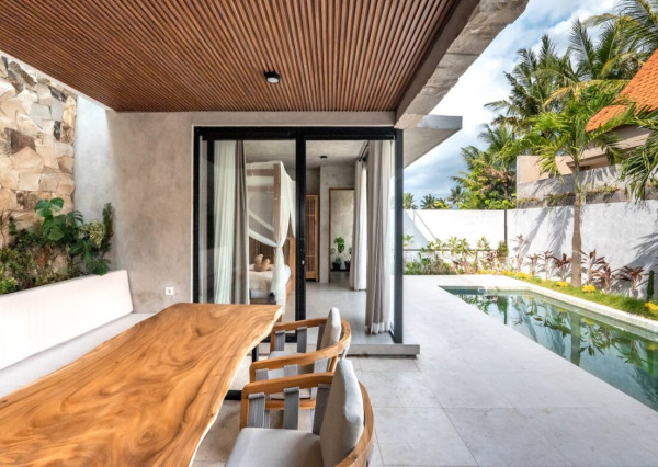 Tropická trojspálňová vila s výhľadom na ryžové polia v Ubud