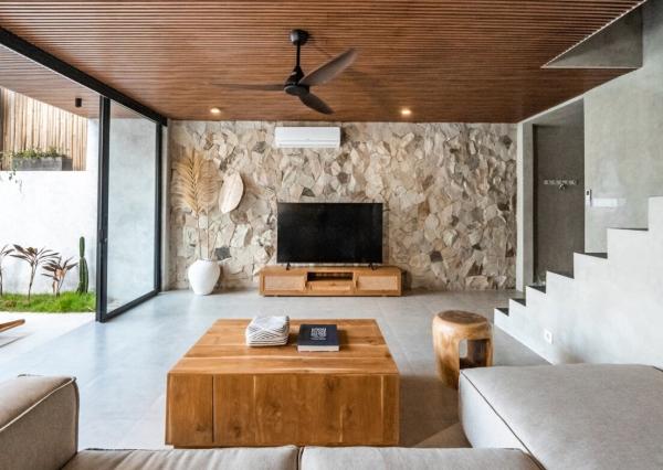 Tropická trojspálňová vila s výhľadom na ryžové polia v Ubud