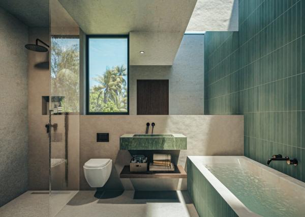 2-spálňová vila v odvážnom brutalistickom štýle v Bingin