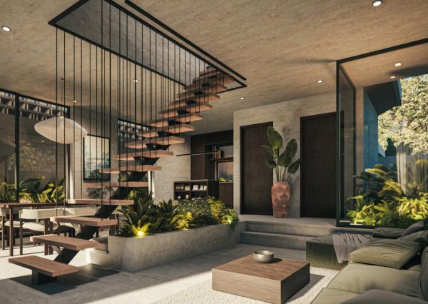 2-spálňová vila v odvážnom brutalistickom štýle v Bingin