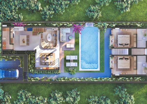 Nová 3-izbová strešná terasa v oblasti Jimbaran