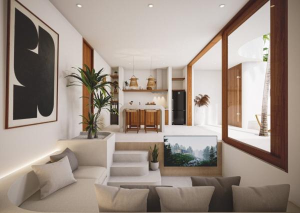 Moderná tropická vila s 1 spálňou a strechou v Uluwatu