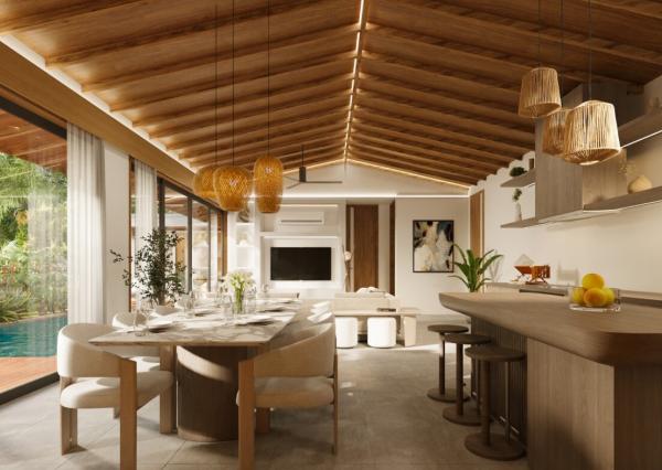 Moderná štvorizbová vila v pokojnej časti Buduk pri Canggu