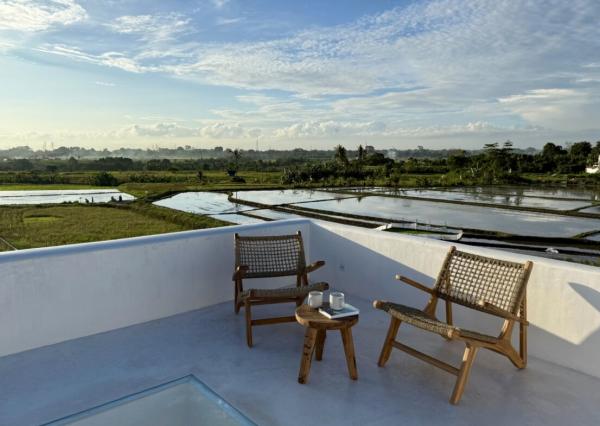 Štýlová 2-izbová vila s výhľadom na ryžové polia v Munggu