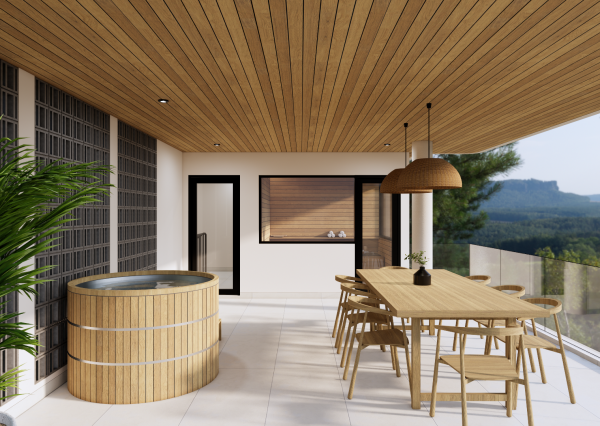 Moderná vila s výhľadom na oceán a súkromným wellness