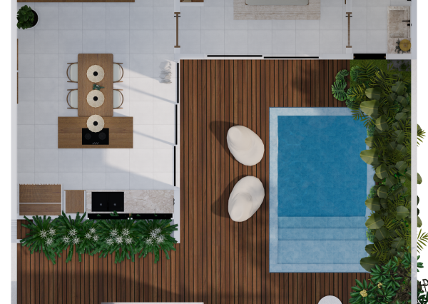 Moderná 1-izbová vila v štýle tropického minimalizmu